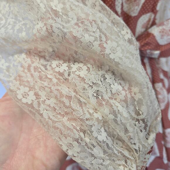 Gunne Sax Red Floral Milkmaid Maxi Dress Size 13 Calico Vintage 70s Prairie - Picture 13 of 14